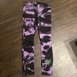 skinny jeans black and purple green heart